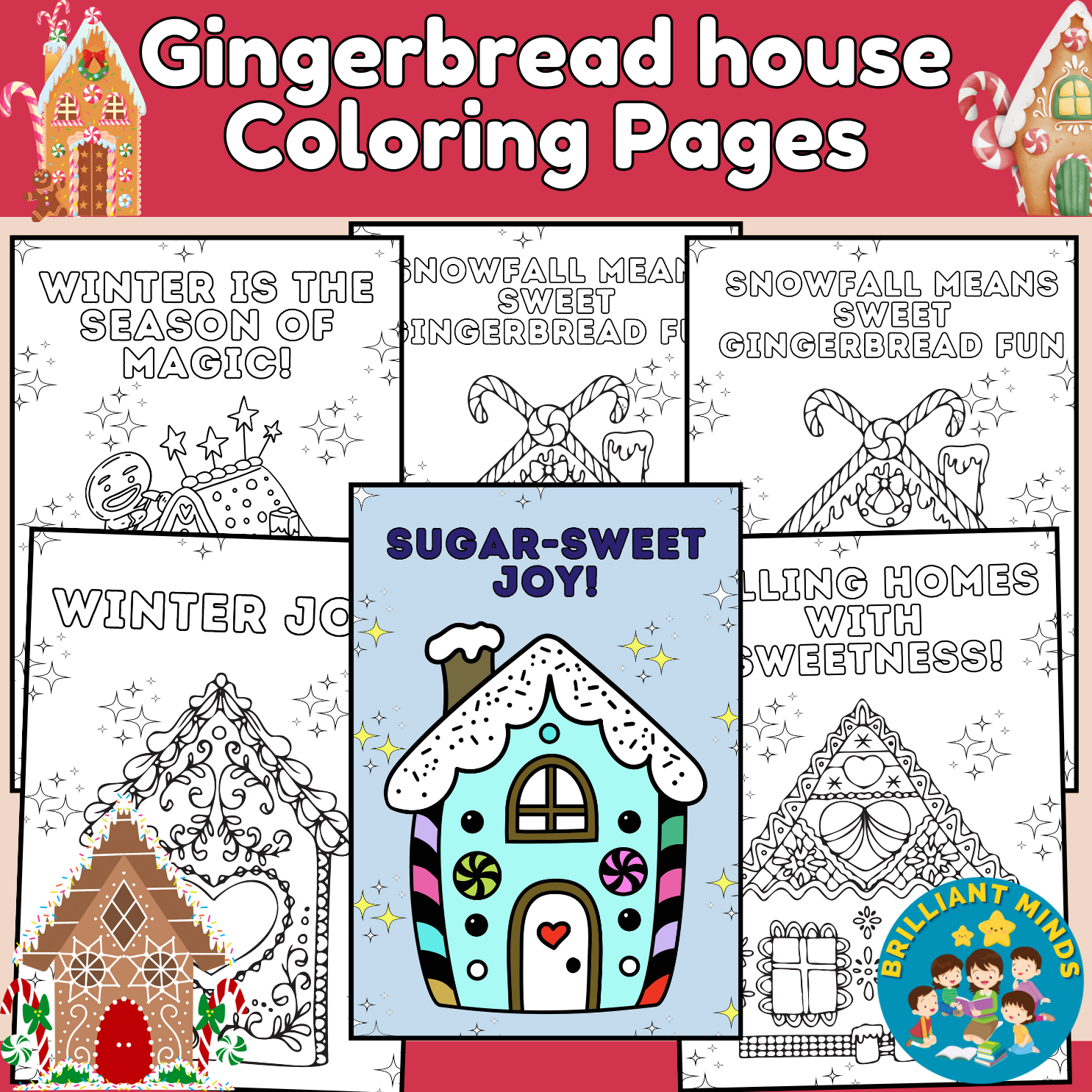 Holiday gingerbread house coloring page