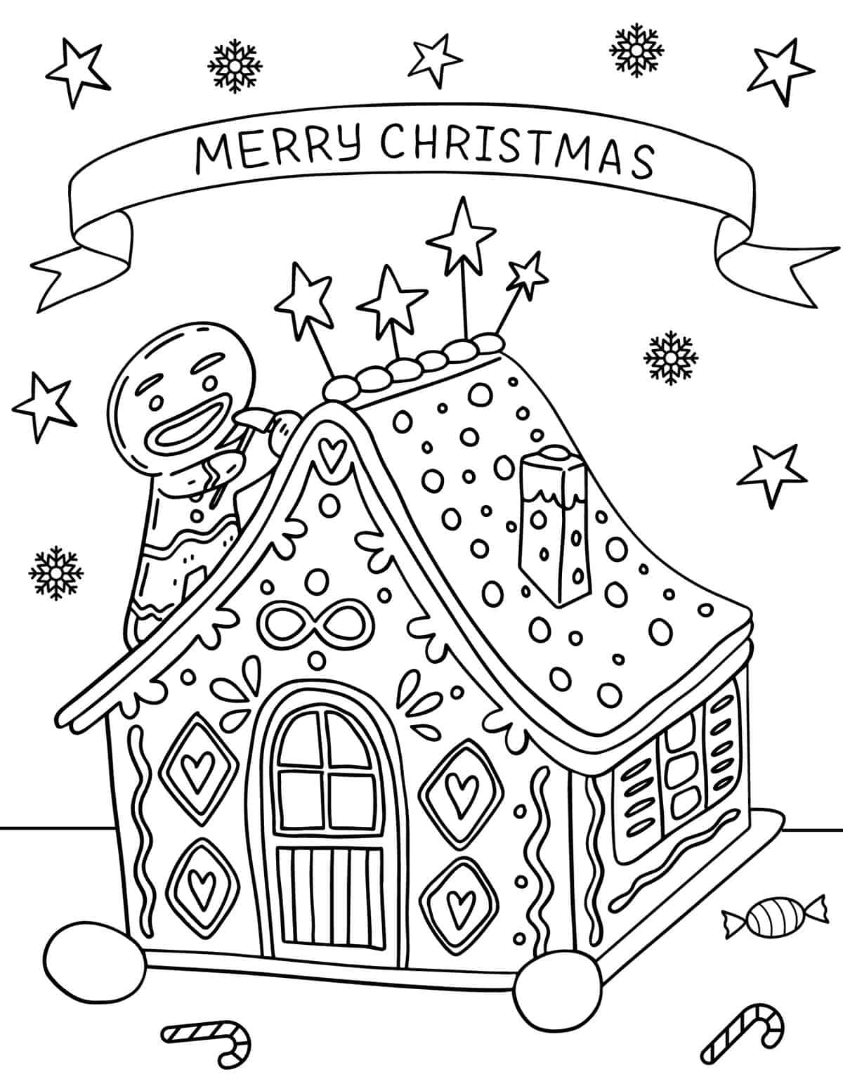 Free gingerbread house coloring pages for kids