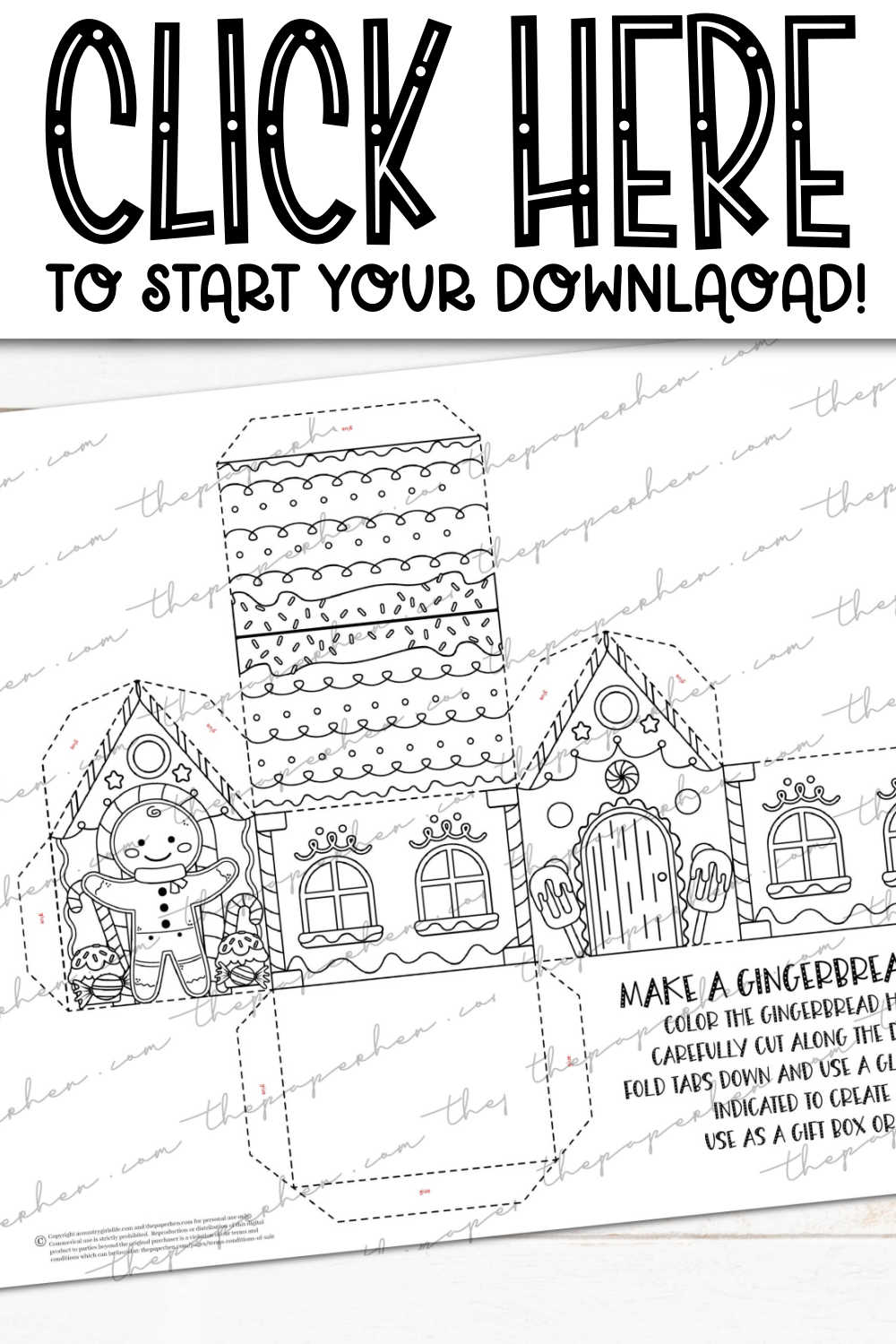 Gingerbread house to color free d printable