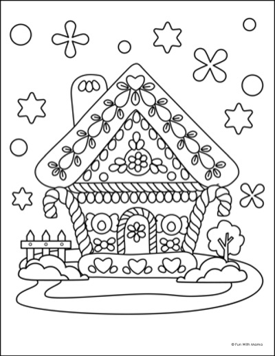 Gingerbread house coloring pages