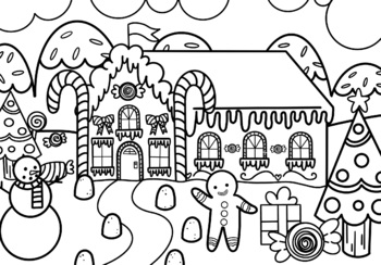 Christmas gingerbread house coloring sheet by artwithmissko tpt