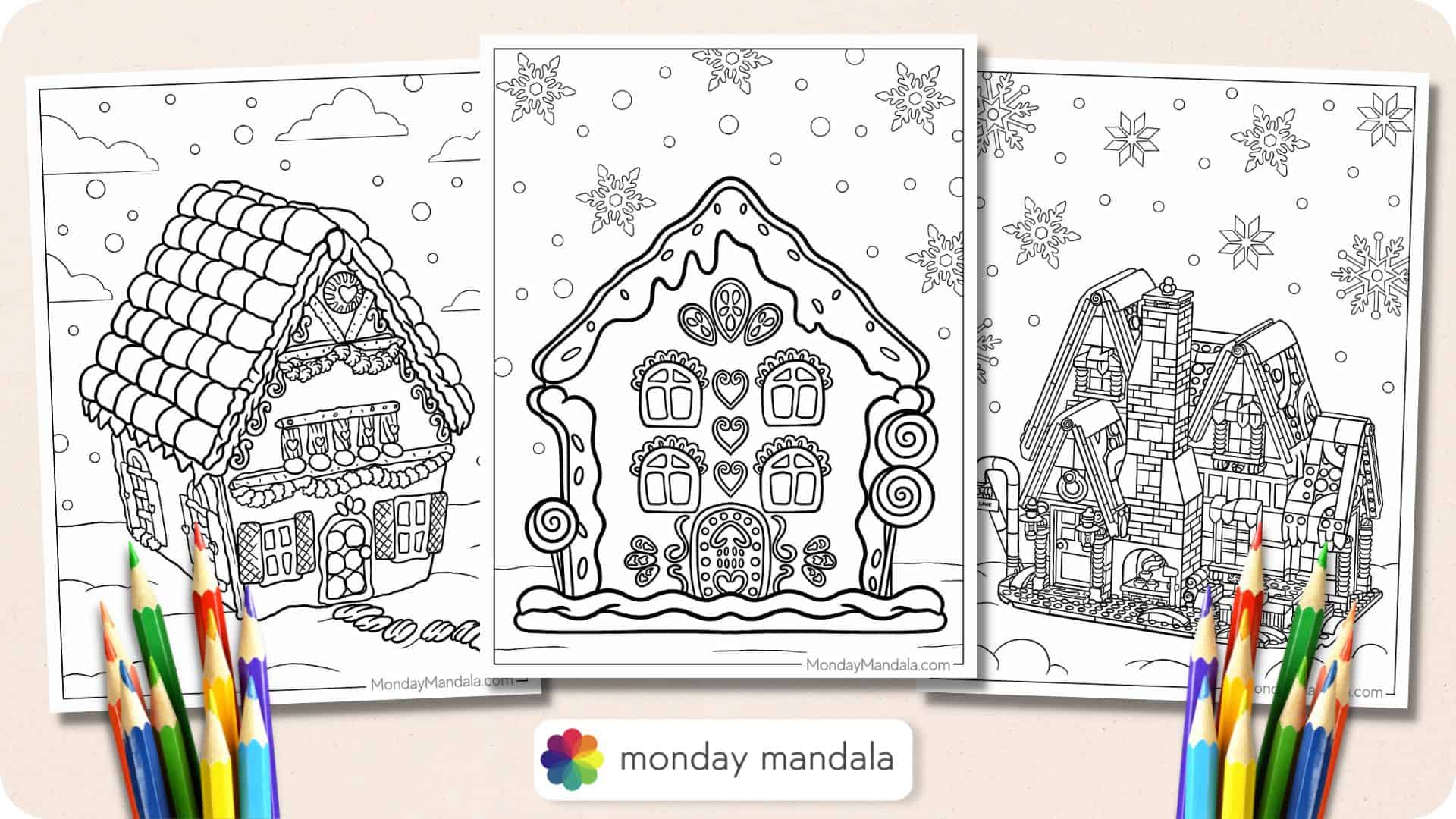 Gingerbread house coloring pages free pdf printables