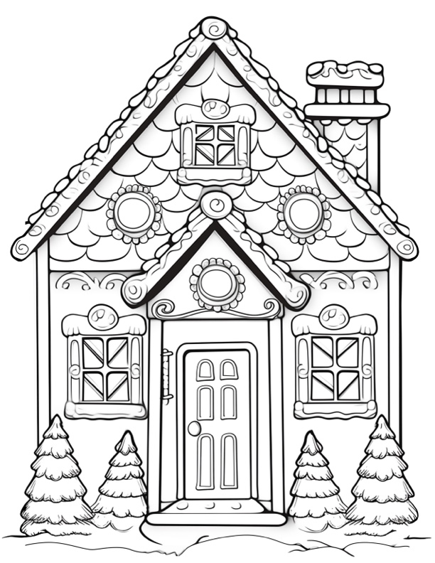 Gingerbread house coloring pages