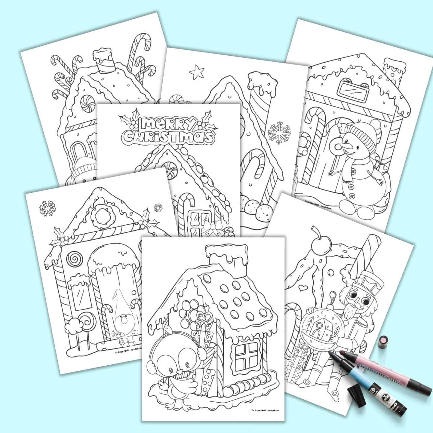 Free printable gingerbread house coloring pages