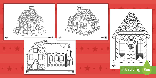 Christmas gingerbread house louring sheets teacher made