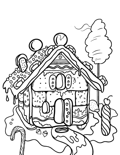 Free gingerbread house coloring page