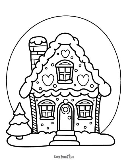 Free printable gingerbread house coloring pages