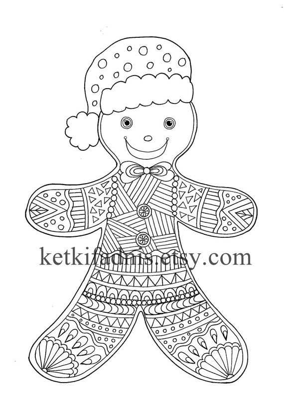 Buy gingerbread man coloring page christmas coloring page instant pdf download digital download hand drawn diy adult coloring page online in india