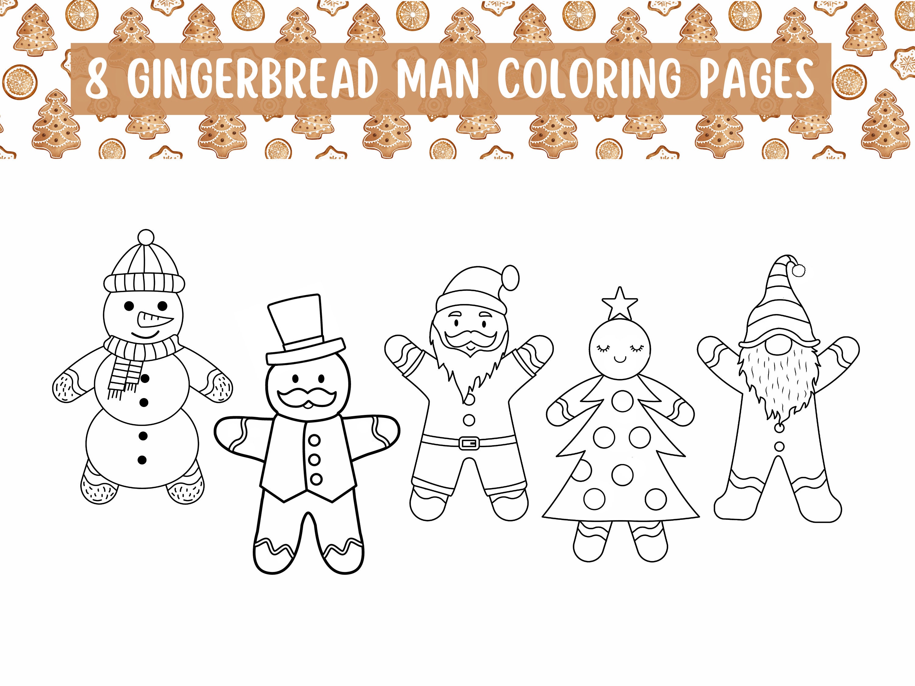 Gingerbread man coloring pages cute colouring sheets printable color pages kids coloring sheets easy coloring pages instant download