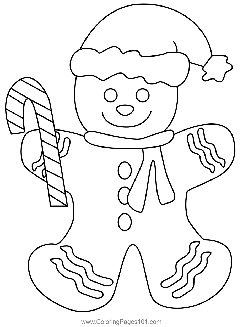 Gingerbread man coloring page for kids