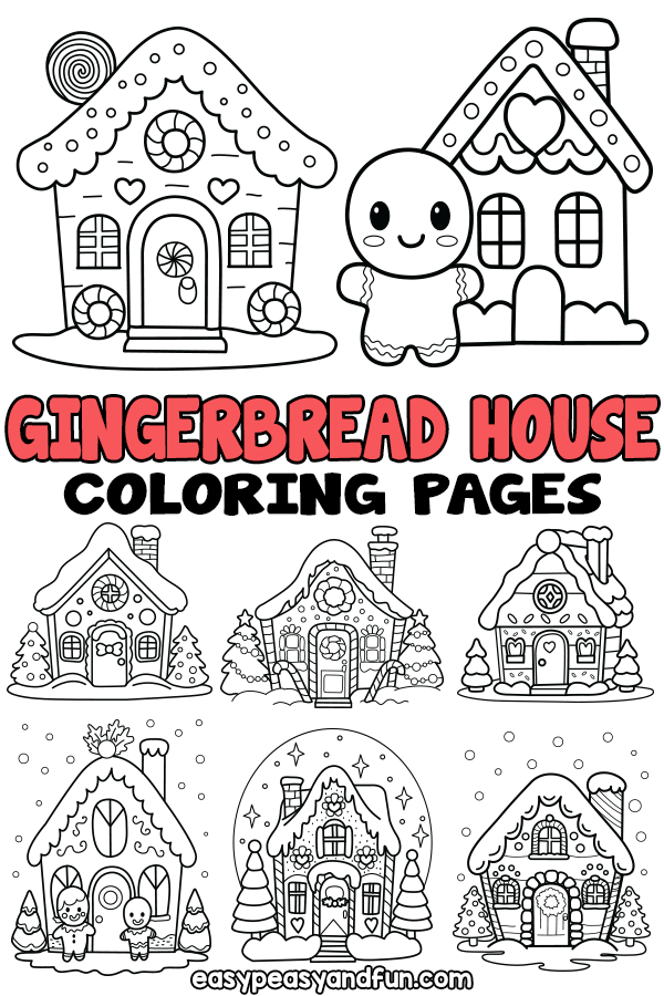 Free printable gingerbread house coloring pages