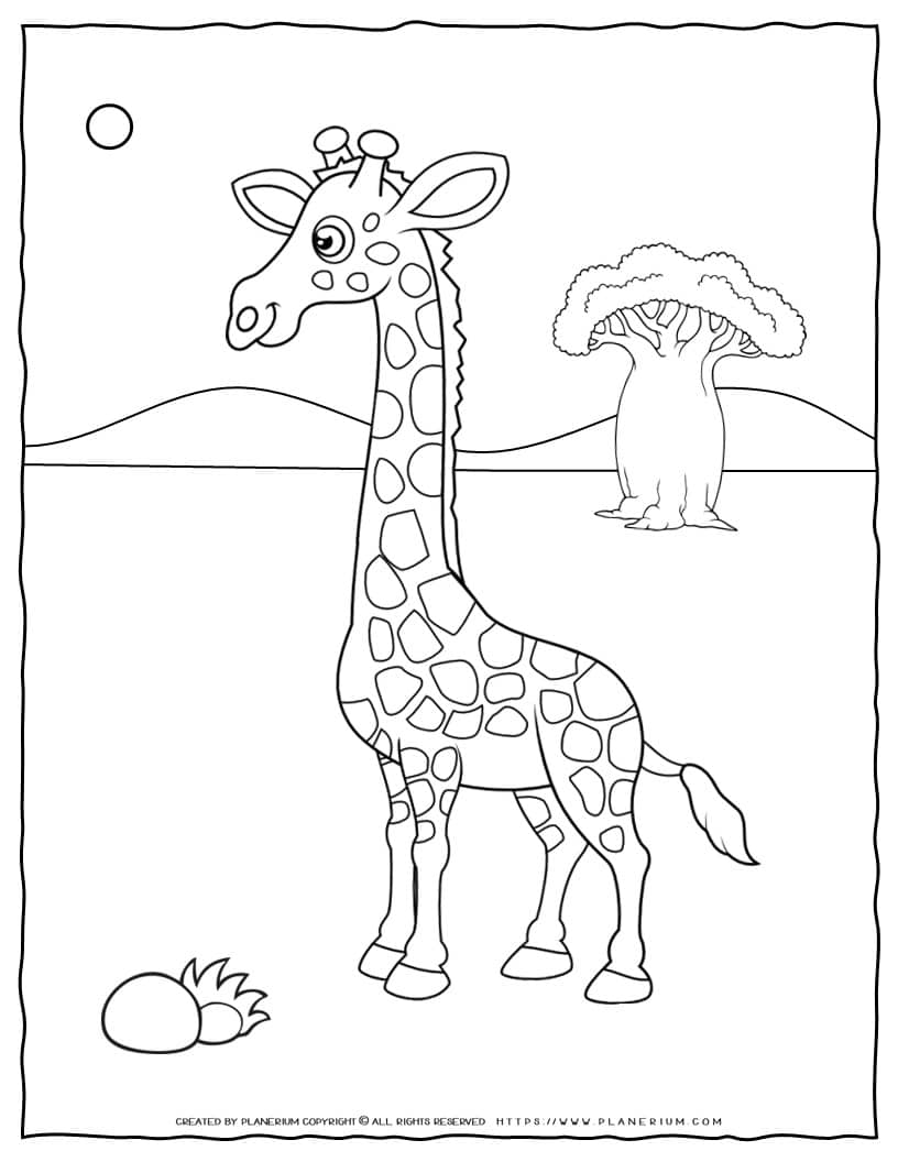 Animal coloring pages cute giraffe coloring page for kids