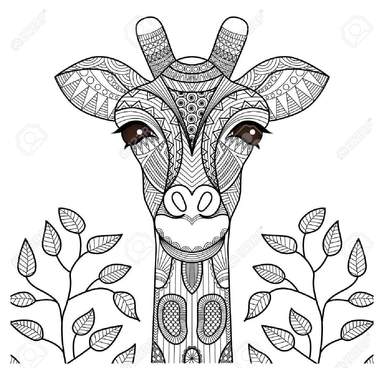 Zentangle giraffe head for coloring page shirt design and so on royalty free svg cliparts vectors and stock illustration image