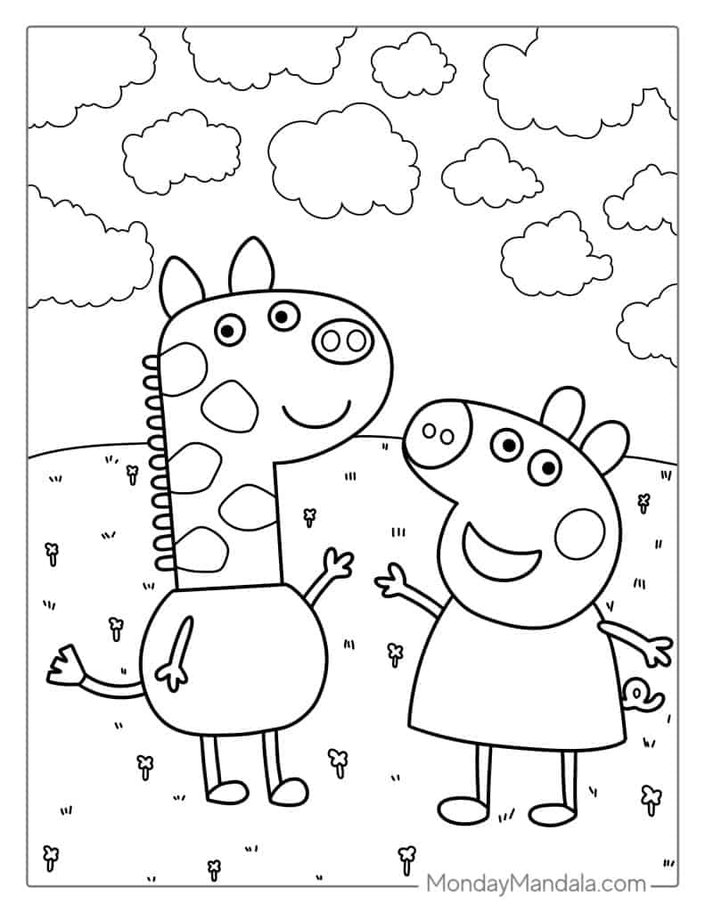 Peppa pig coloring pages free pdf printables