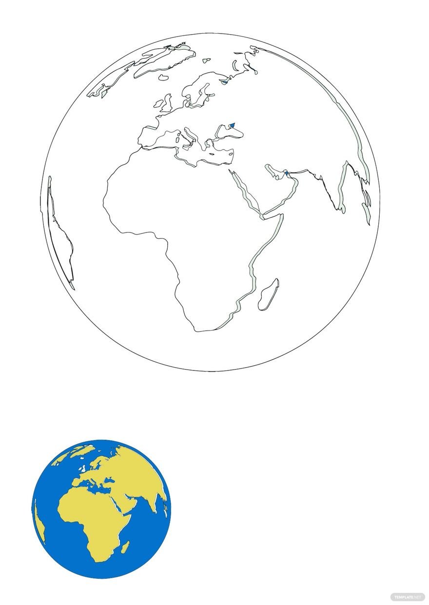 Free europe map globe coloring page