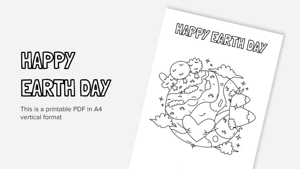 Happy earth day printable coloring worksheet