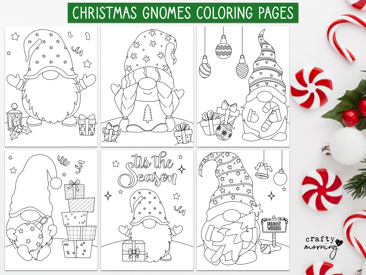 Christmas gnome coloring pages free printables