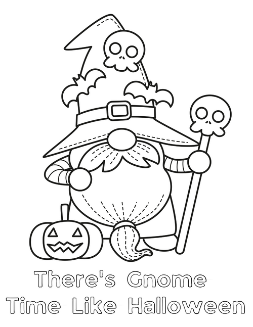 Haunted halloween gnomes coloring pages