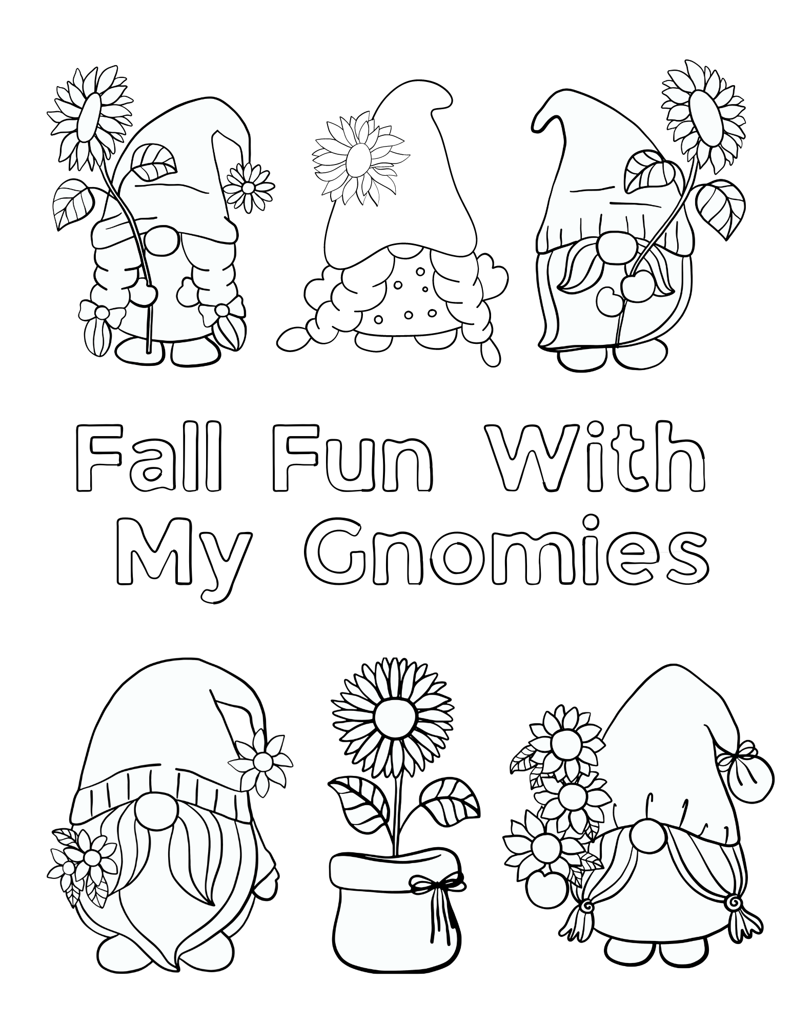 Fall gnomes coloring pages