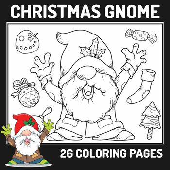 Christmas gnome coloring coloring pages by teachers helper