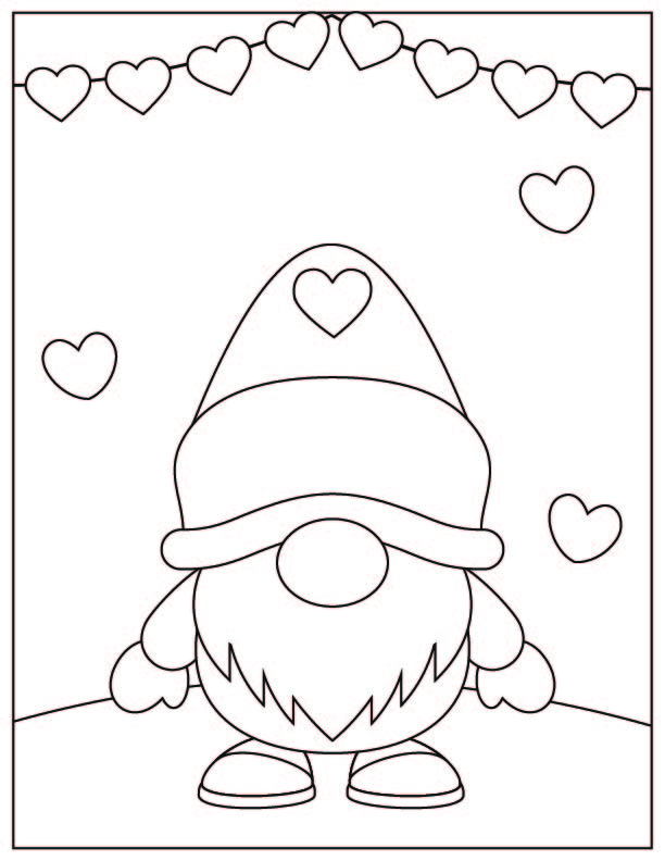 Valentines day gnome coloring pages free printable fairy garden diy
