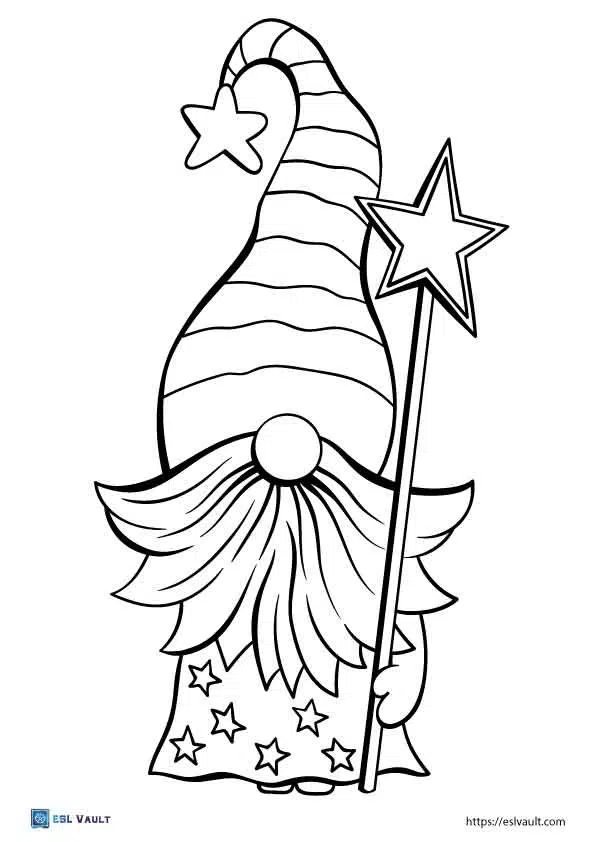 Free gnome coloring pages