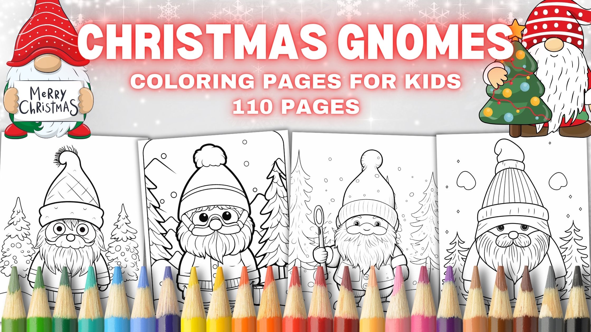 Free christmas gnomes loring pages for kids