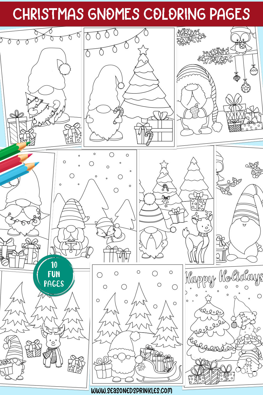 Free printable christmas coloring pages christmas gnomes
