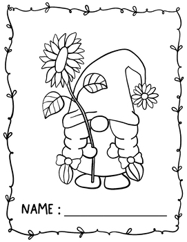 Printable sunflower gnome coloring pages by chonnieartwork tpt