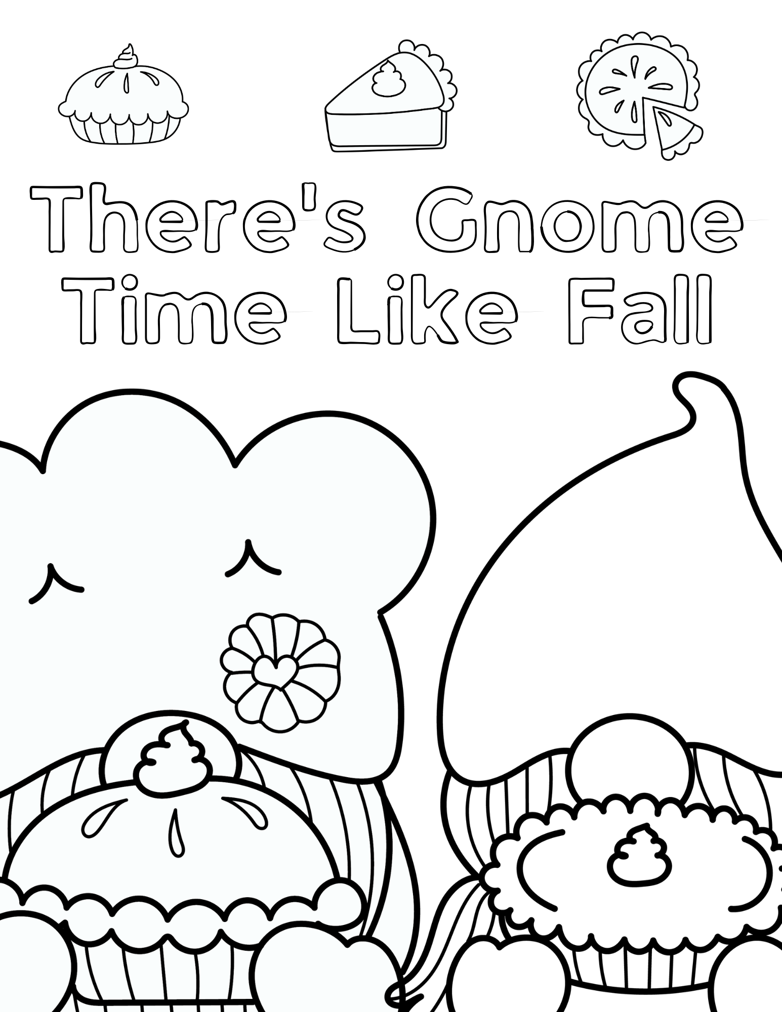 Free printable fall gnomes coloring pages for kids and adults