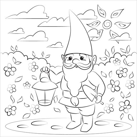 Gnome coloring page free printable coloring pages