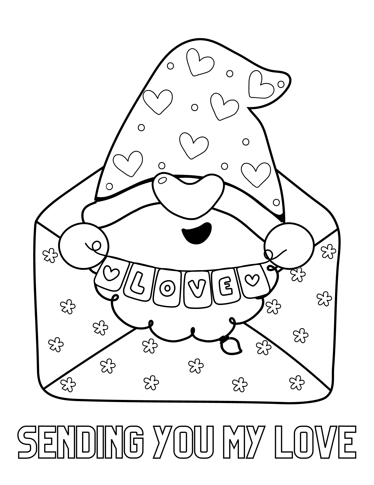 Cute valentine gnomes coloring pages