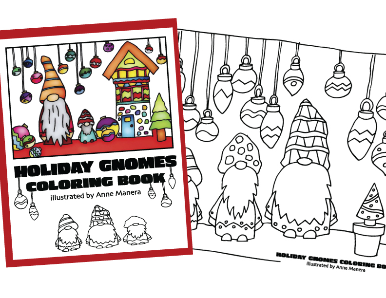 Holiday gnomes coloring book free coloring page illustrated by anne manera