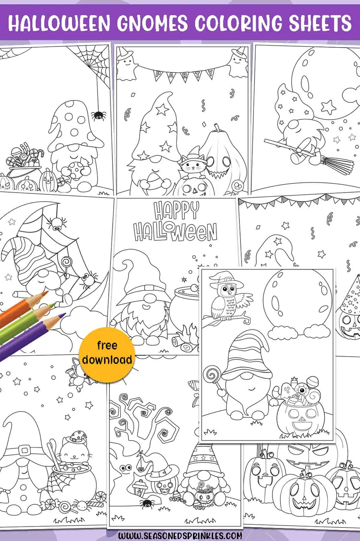 Free printable halloween coloring pages halloween gnomes