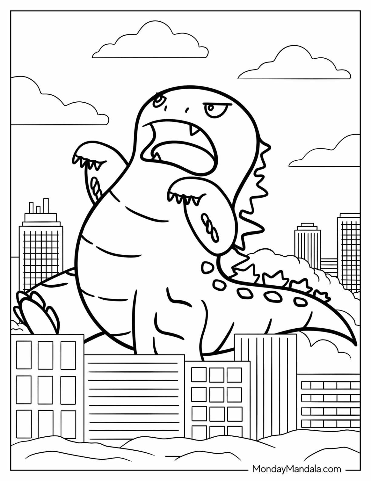 Godzilla coloring pages free pdf printables