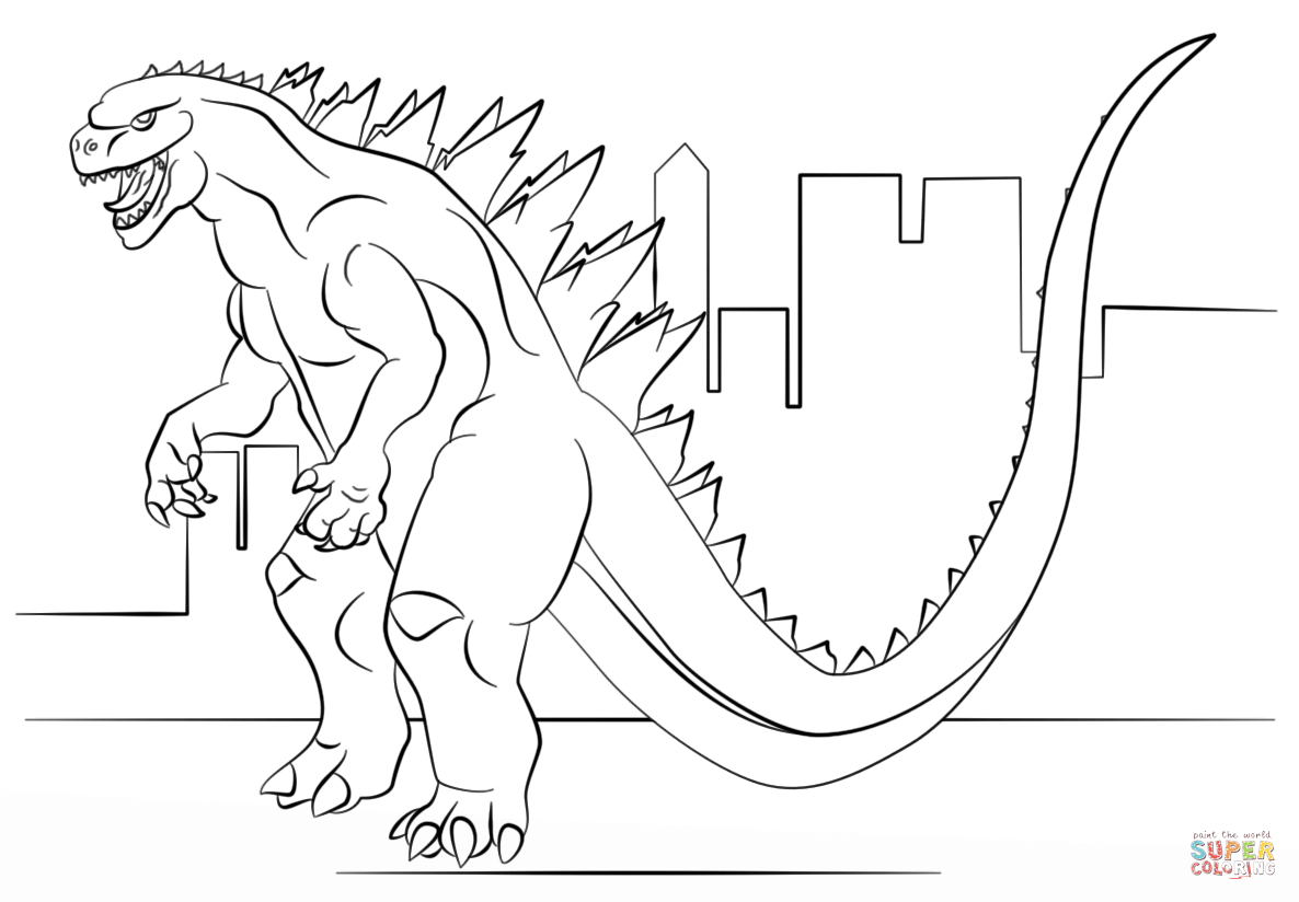 Godzilla coloring page free printable coloring pages