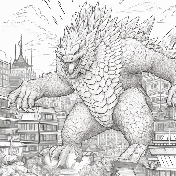 Printable kaiju coloring pages for kids and adults digital download pdf instant download
