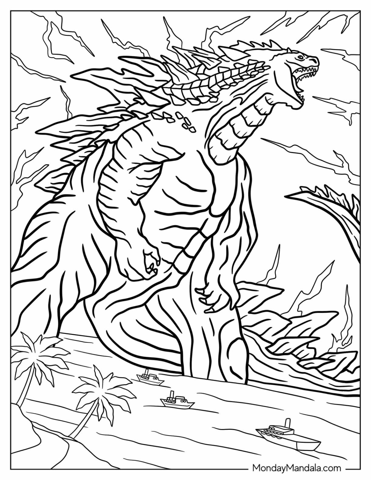 Godzilla coloring pages free pdf printables