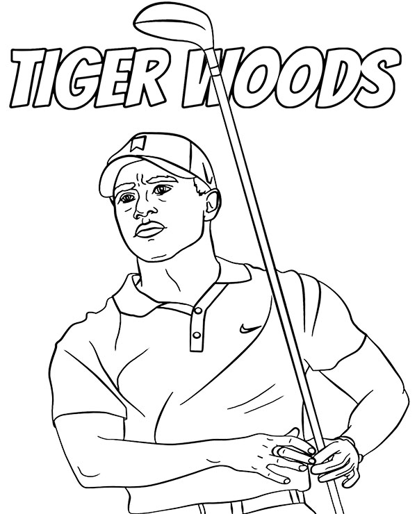 Tiger woods coloring page golfer printable image for coloring