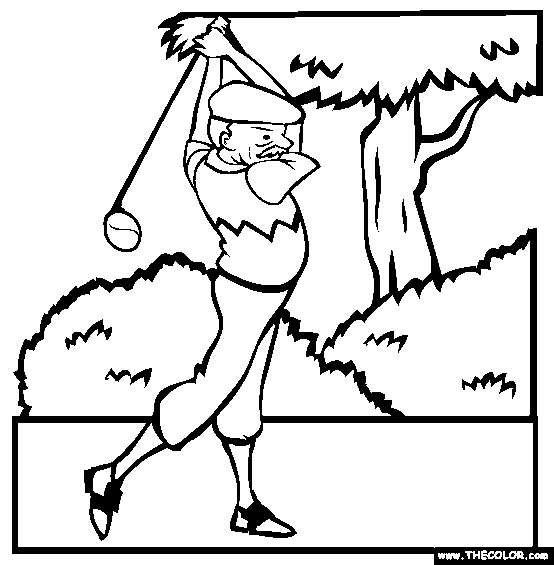 Grandpa golfing online coloring page