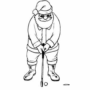 Santa playing golf coloring page