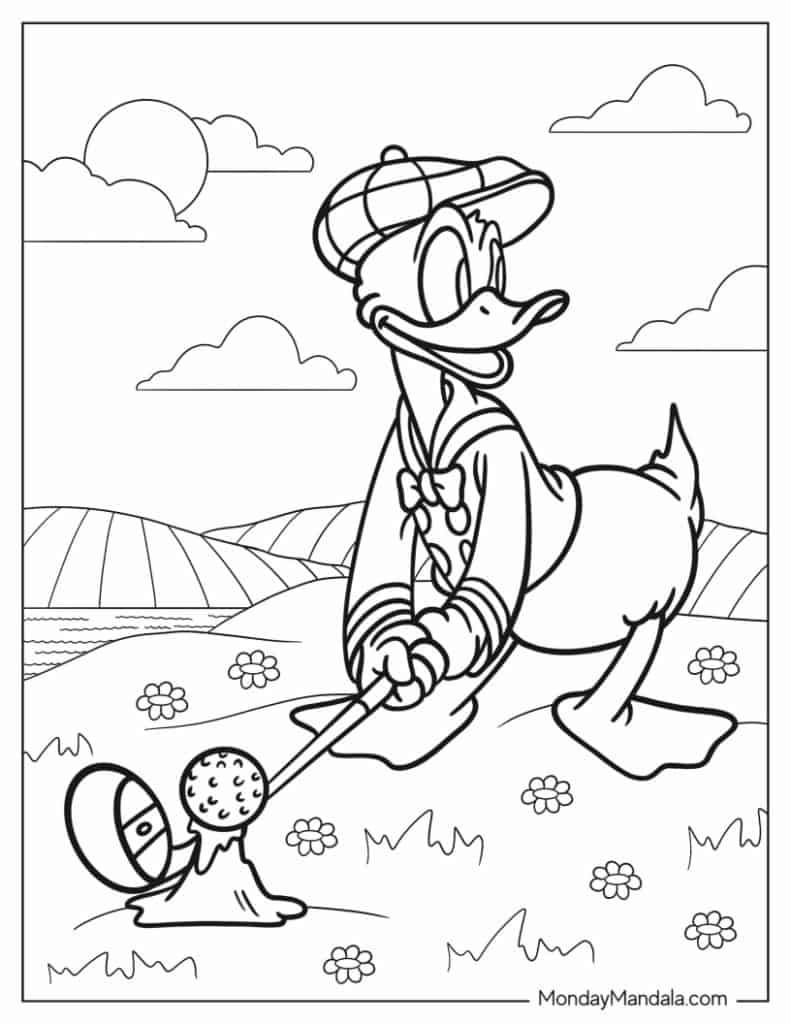 Donald duck coloring pages free pdf printables