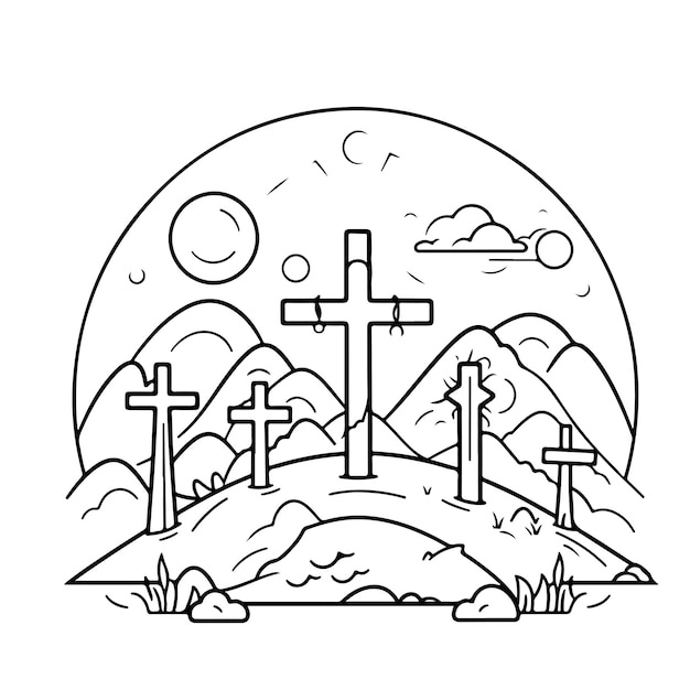 Premium vector coloring page line drawing happy good friday day