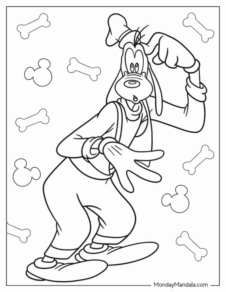 Goofy coloring pages free pdf printables