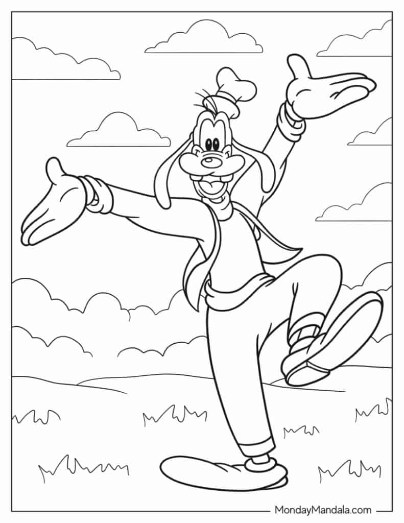 Goofy coloring pages free pdf printables