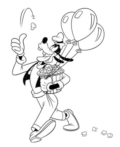 Goofy with popcorn coloring page free printable coloring pages