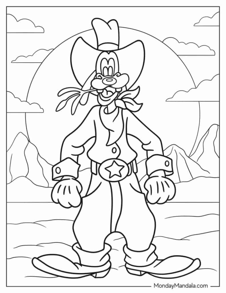 Goofy coloring pages free pdf printables