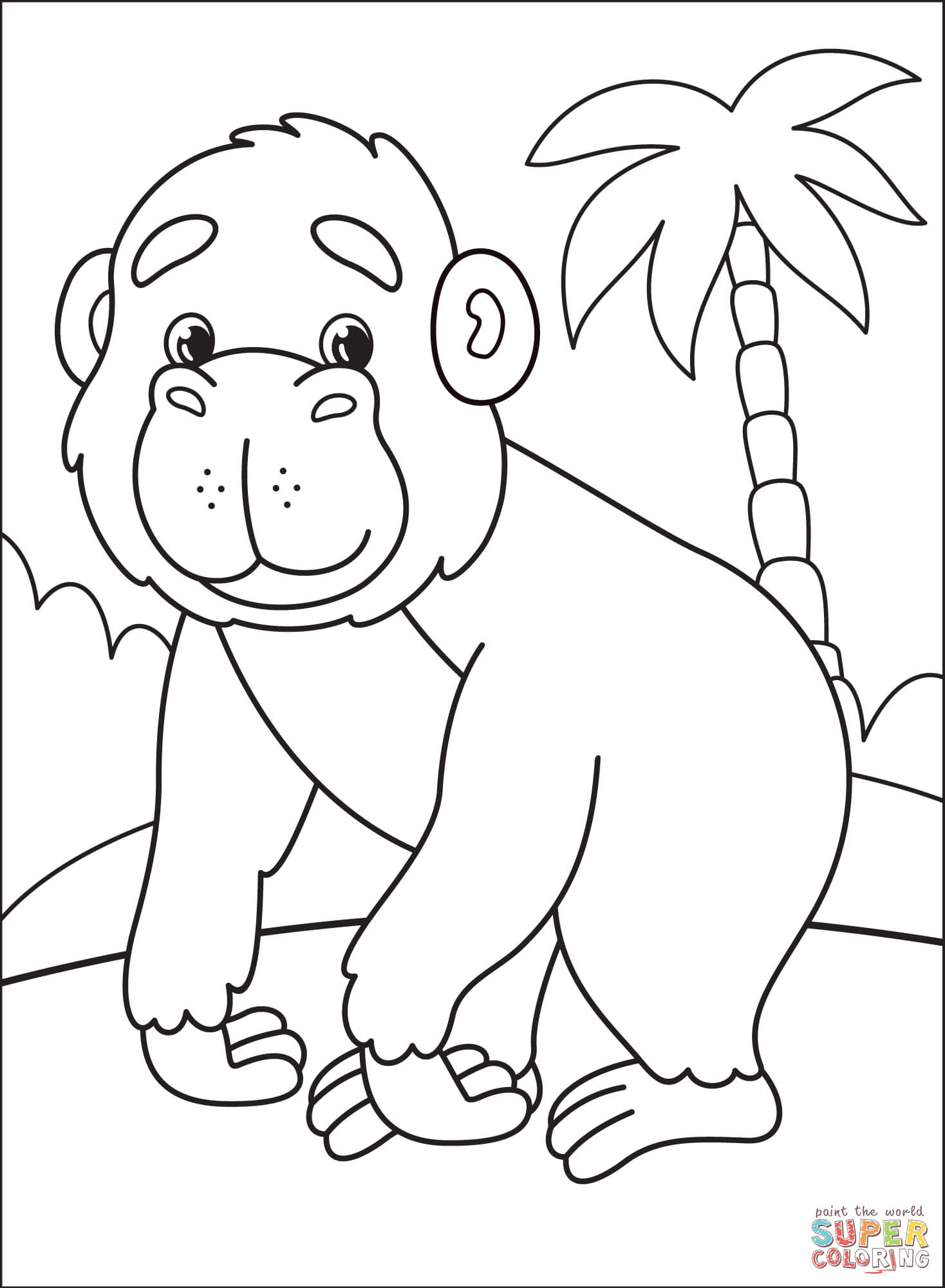 Gorilla coloring page free printable coloring pages