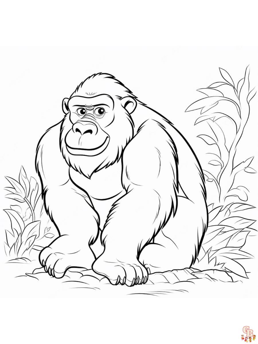 Printable gorillas coloring pages free for kids and adults