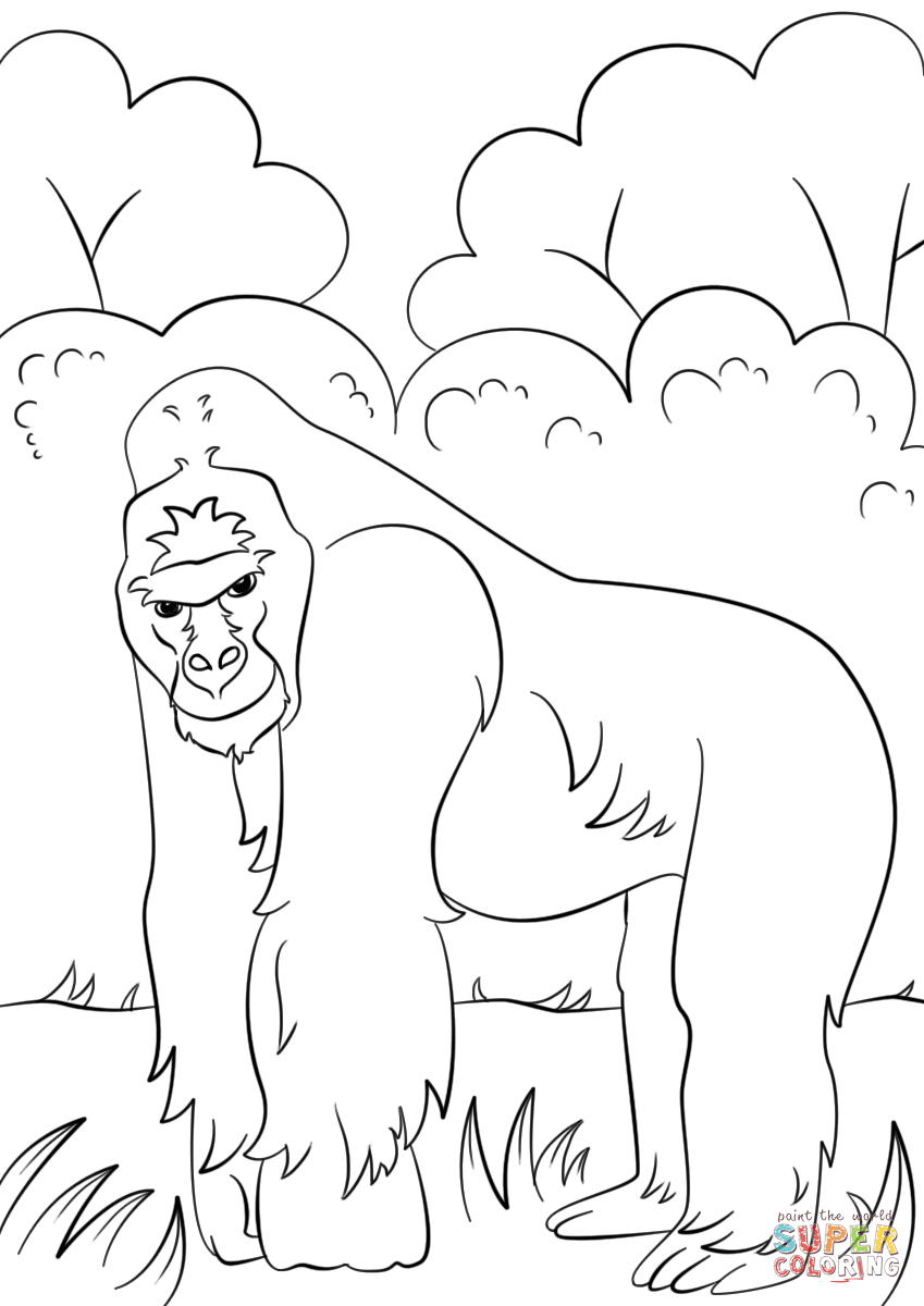 Gorilla coloring page free printable coloring pages